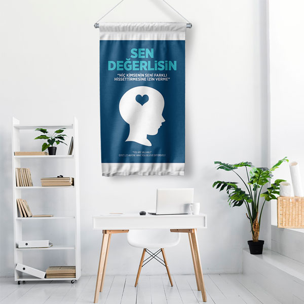 Sen Değerlisin Duvar Flaması - Öz Değer ve Motivasyon Panosu 8059