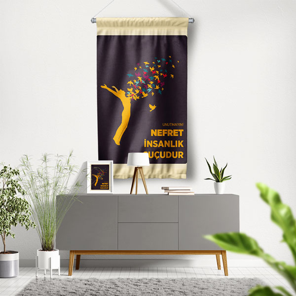 okul-sinif-duvar-flamalari-8060-00 Nefret İnsanlık Suçudur Duvar Flaması - Barış ve Hoşgörü Panosu 8060