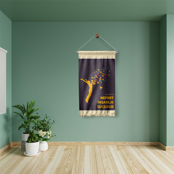 Nefret İnsanlık Suçudur Duvar Flaması - Barış ve Hoşgörü Panosu 8060