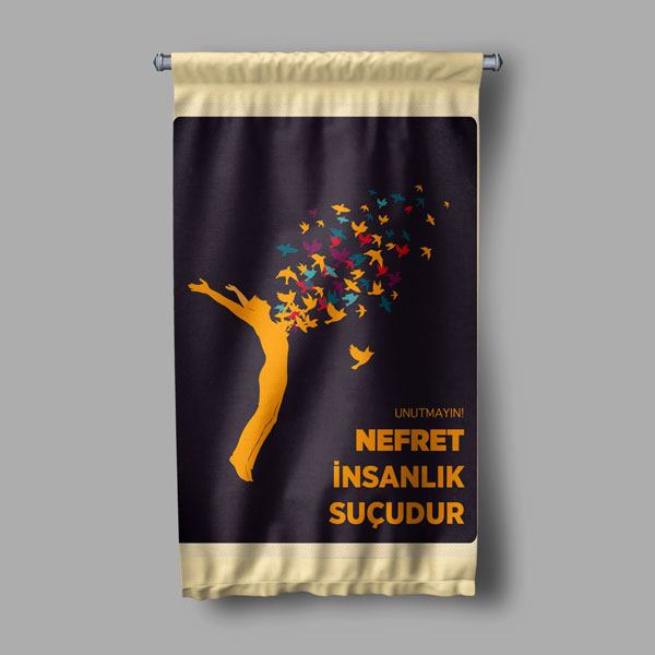Nefret İnsanlık Suçudur Duvar Flaması - Barış ve Hoşgörü Panosu 8060