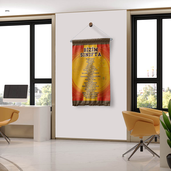 Bizim Sınıfta Duvar Flaması - Değerler Eğitimi ve Sınıf Kuralları Panosu 8074