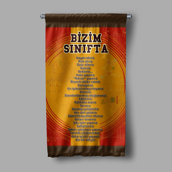 Bizim Sınıfta Duvar Flaması - Değerler Eğitimi ve Sınıf Kuralları Panosu 8074