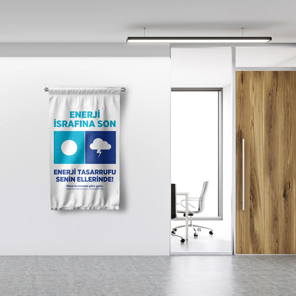 "Enerji İsrafına Son" & Hava Durumuna Göre Giyin Temalı Duvar Flaması 8121
