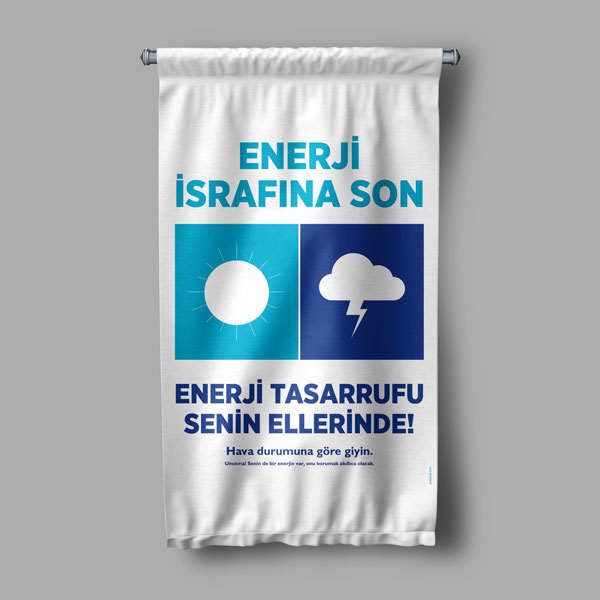 "Enerji İsrafına Son" & Hava Durumuna Göre Giyin Temalı Duvar Flaması 8121