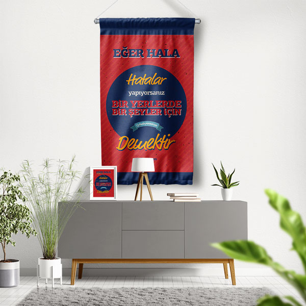 "Eğer Hala Hatalar Yapıyorsanız Bir Şeyler İçin Çabalıyorsunuz Demektir" Duvar Flaması 8070
