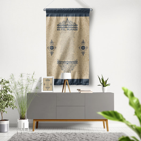 10. Yıl Marşı Duvar Flaması Kumaş Baskı 8077