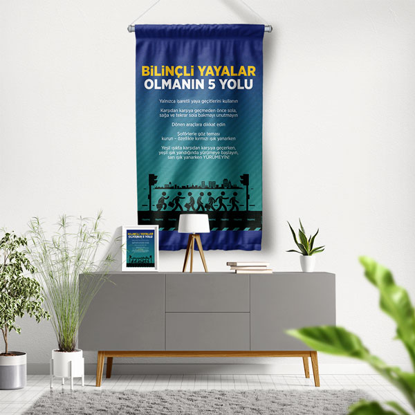 Bilinçli Yayalar 5 Kural Duvar Flaması 8136