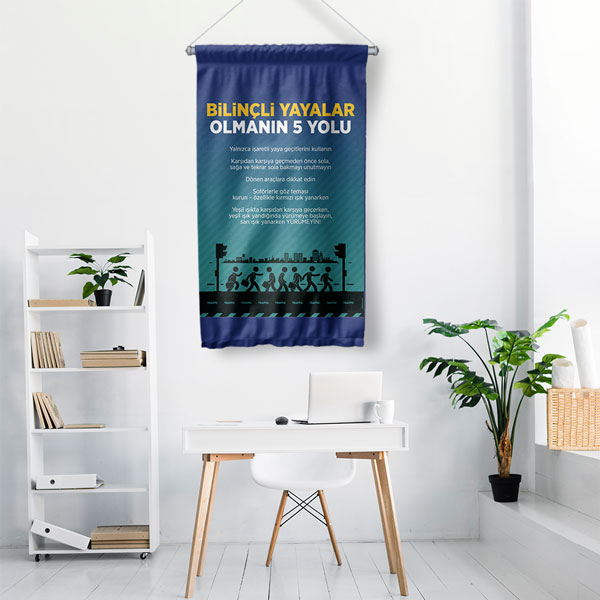 Bilinçli Yayalar 5 Kural Duvar Flaması 8136