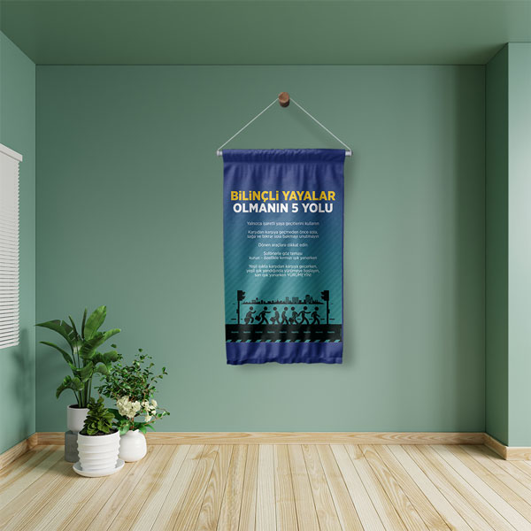 Bilinçli Yayalar 5 Kural Duvar Flaması 8136