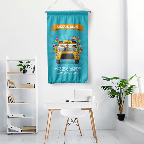 Servis Aracı Güvenliği Kumaş Duvar Flaması 8137