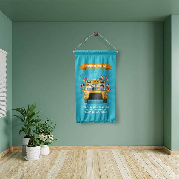 Servis Aracı Güvenliği Kumaş Duvar Flaması 8137