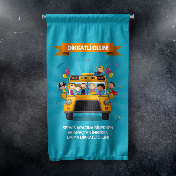 Servis Aracı Güvenliği Kumaş Duvar Flaması 8137