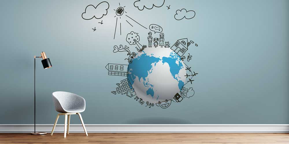 okul-sinif-duvar-kagitlari-1142-0 Dünya ve İnsan Temalı Sanatsal Çizimli Duvar Giydirme 1142