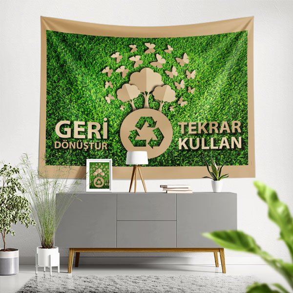 "Geri Dönüştür, Tekrar Kullan" Doğa Temalı Duvar Örtüsü 8293