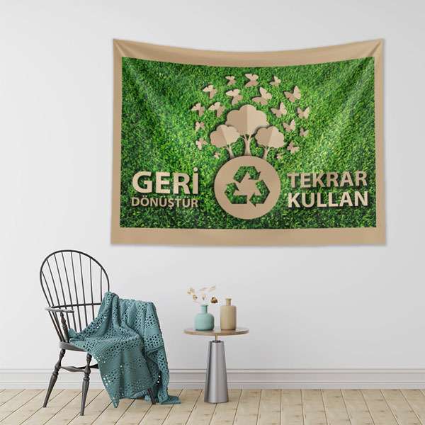 "Geri Dönüştür, Tekrar Kullan" Doğa Temalı Duvar Örtüsü 8293