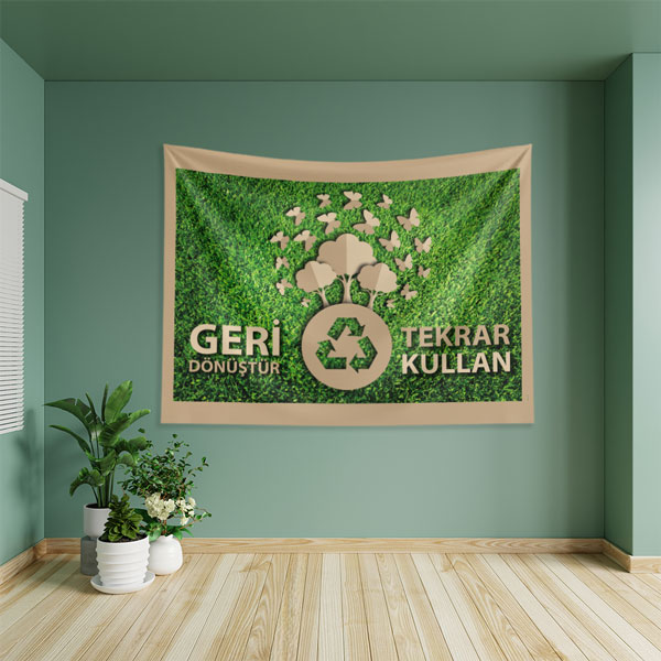 "Geri Dönüştür, Tekrar Kullan" Doğa Temalı Duvar Örtüsü 8293