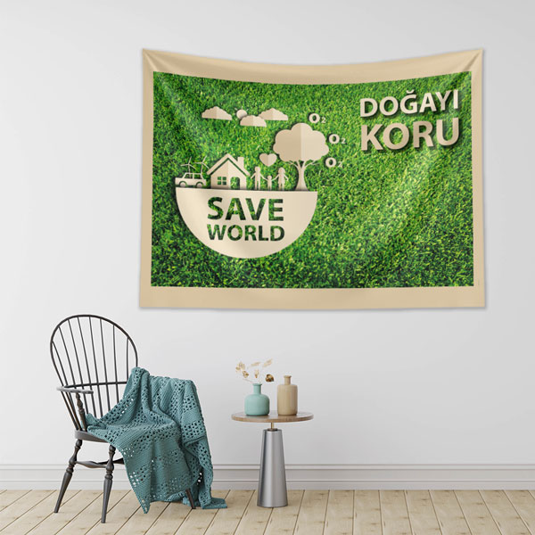 "Doğayı Koru" ve "Save World" Temalı Çevre Duvar Örtüsü 8294