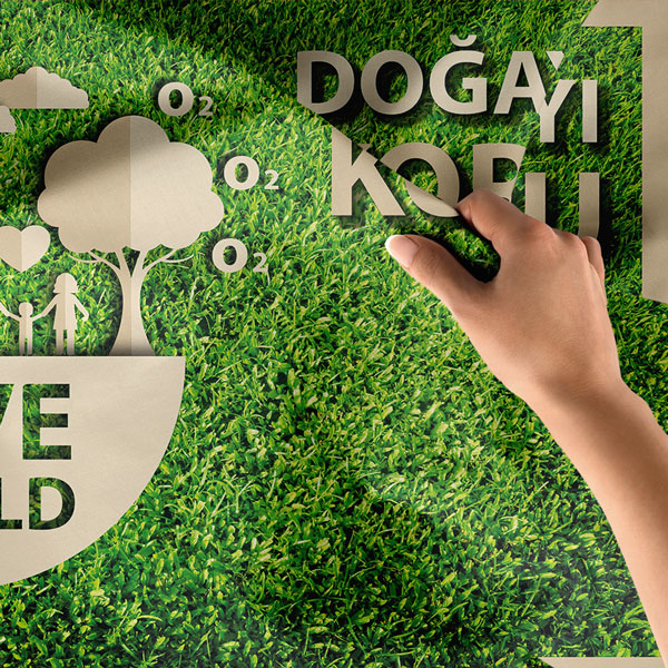 "Doğayı Koru" ve "Save World" Temalı Çevre Duvar Örtüsü 8294