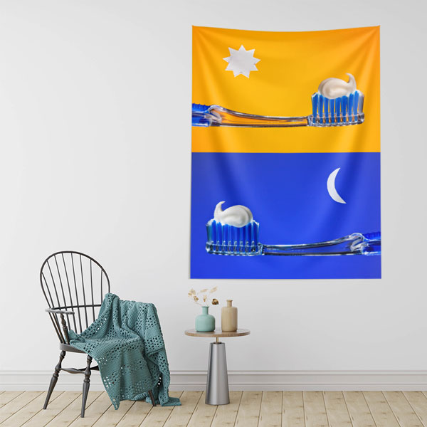 Gündüz ve Gece Diş Fırçalama Duvar Örtüsü 8479