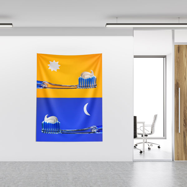 Gündüz ve Gece Diş Fırçalama Duvar Örtüsü 8479