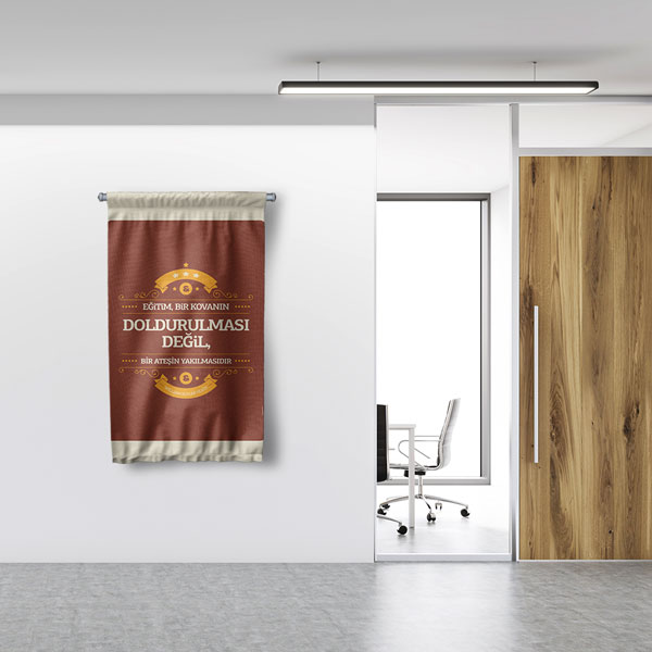 Eğitim Ateş Yakmaktır Temalı Okul Flaması 8135