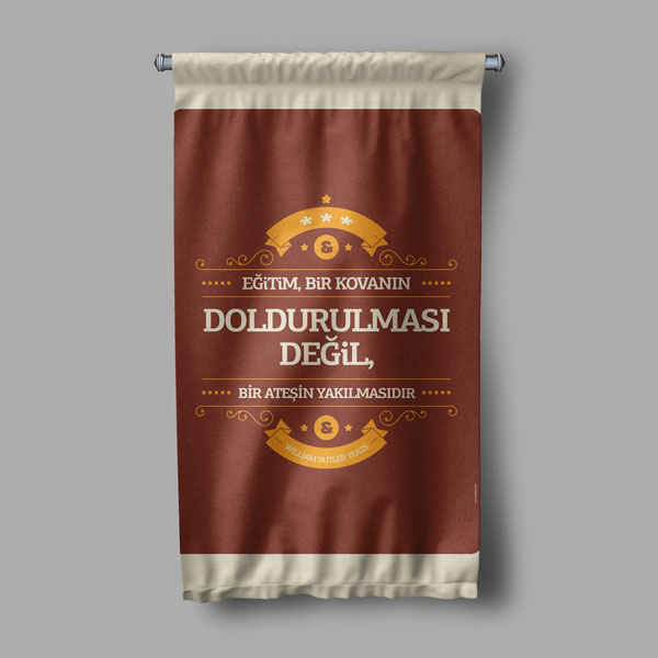 Eğitim Ateş Yakmaktır Temalı Okul Flaması 8135