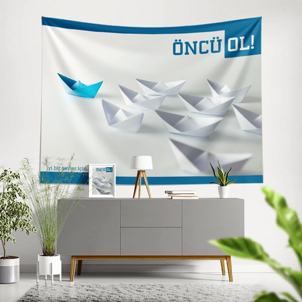 okul-sinif-duvar-sanati-8286-00 "Öncü Ol!" Motivasyonel Kağıt Gemi Duvar Örtüsü 8286