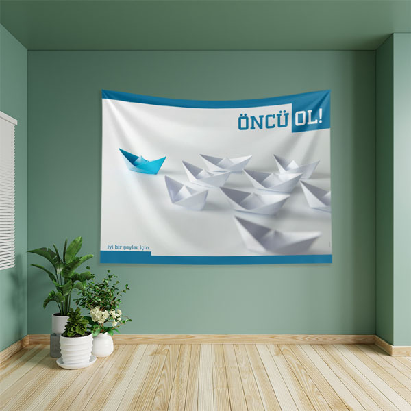 okul-sinif-duvar-sanati-8286-03 "Öncü Ol!" Motivasyonel Kağıt Gemi Duvar Örtüsü 8286