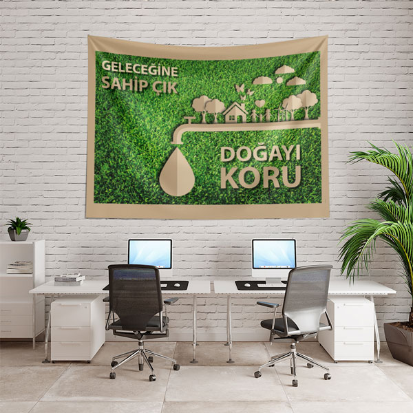 "Doğayı Koru" Su Tasarrufu ve Gelecek Temalı Duvar Örtüsü 8289