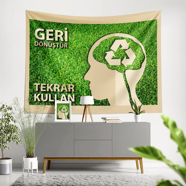 "Geri Dönüştür, Tekrar Kullan" Temalı Çevre Bilinci Duvar Örtüsü 8292