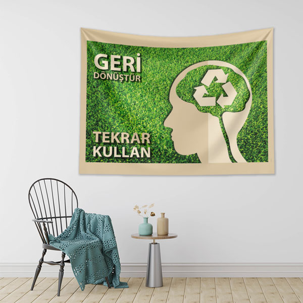 "Geri Dönüştür, Tekrar Kullan" Temalı Çevre Bilinci Duvar Örtüsü 8292