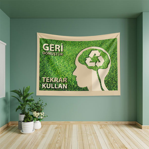"Geri Dönüştür, Tekrar Kullan" Temalı Çevre Bilinci Duvar Örtüsü 8292