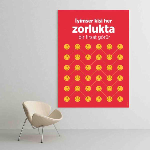 okul-sinif-duvar-tablolari-b-950-01 "İyimser Kişi Her Zorlukta Fırsat Görür" Motivasyon Tablosu – B-950