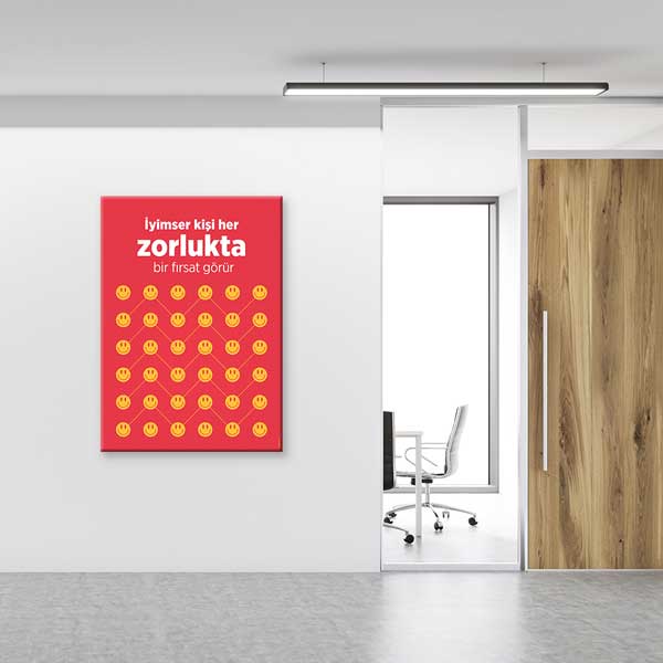okul-sinif-duvar-tablolari-b-950-02 "İyimser Kişi Her Zorlukta Fırsat Görür" Motivasyon Tablosu – B-950
