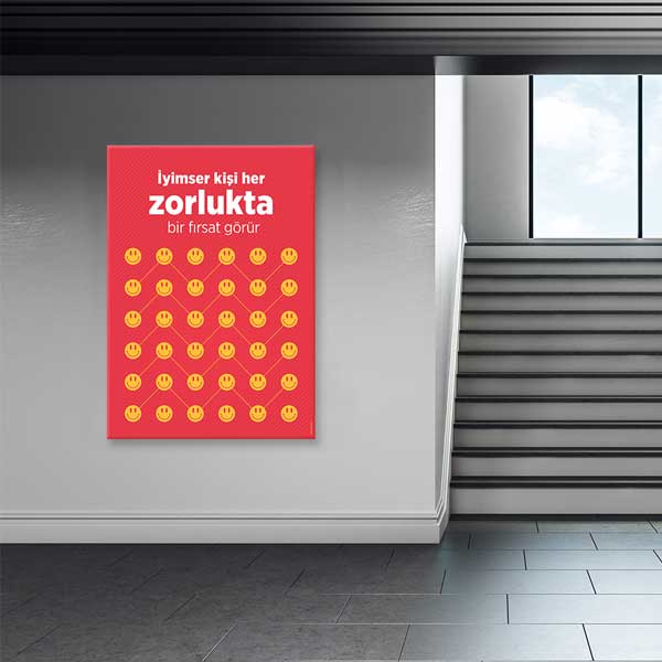 okul-sinif-duvar-tablolari-b-950-03 "İyimser Kişi Her Zorlukta Fırsat Görür" Motivasyon Tablosu – B-950