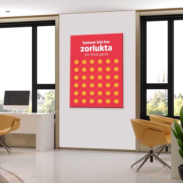 okul-sinif-duvar-tablolari-b-950-04 "İyimser Kişi Her Zorlukta Fırsat Görür" Motivasyon Tablosu – B-950