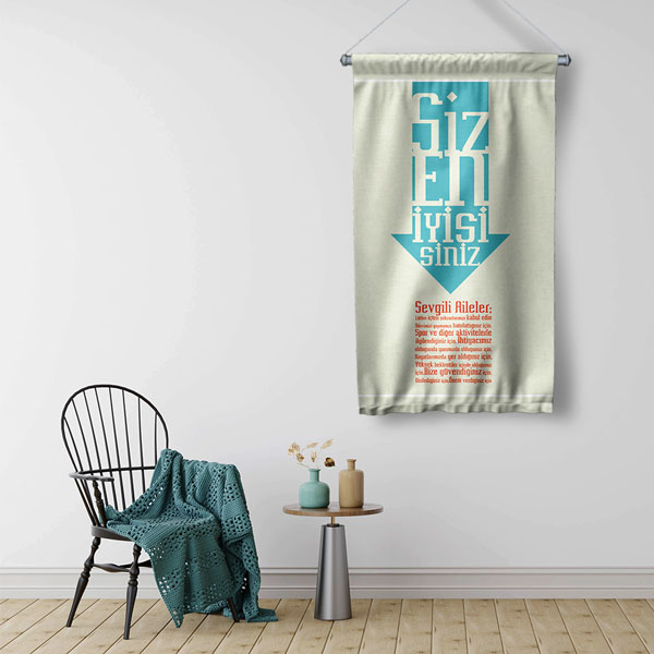 "Siz En İyisiniz! Sevgili Aileler..." Veli İletişim Duvar Flaması 8063