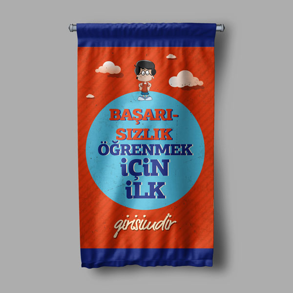 "Başarısızlık Öğrenmek İçin İlk Girişimdir" Motivasyonel Duvar Flaması 8068