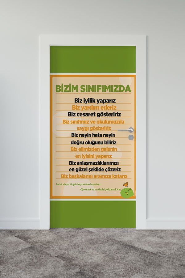 Bizim Sınıfımızda Kapı Giydirme - Davranış Kuralları ve Değerler Eğitimi (Yeşil Tonlar) 8983