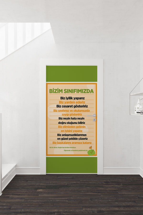 Bizim Sınıfımızda Kapı Giydirme - Davranış Kuralları ve Değerler Eğitimi (Yeşil Tonlar) 8983