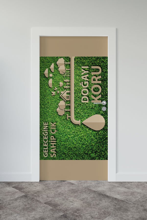 okul-sinif-kapi-baskilari-9051-00 "Doğayı Koru & Geleceğine Sahip Çık" Temalı Su Akışı Kapı Giydirme Tasarımı 9051