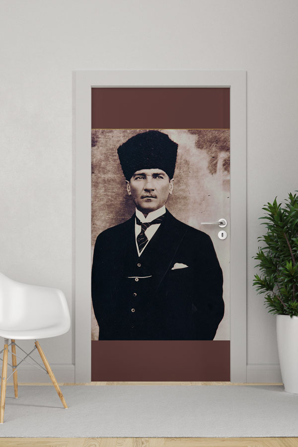 Atatürk Portresi Kapı Giydirme Klasik Şapkalı Tasarım 9128