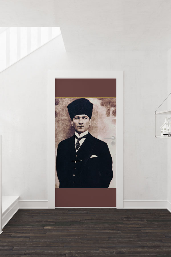 Atatürk Portresi Kapı Giydirme Klasik Şapkalı Tasarım 9128