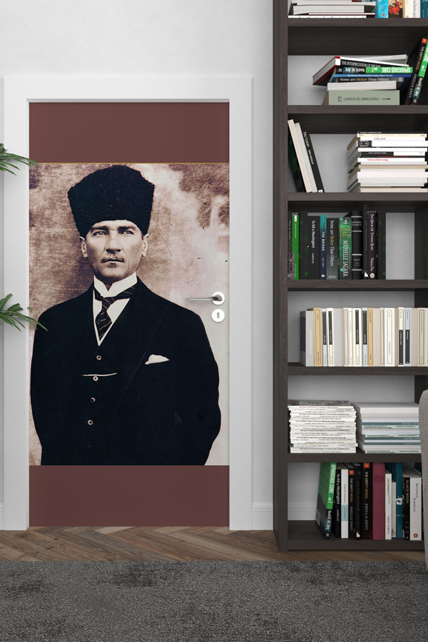 Atatürk Portresi Kapı Giydirme Klasik Şapkalı Tasarım 9128