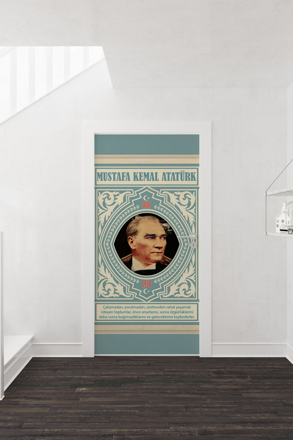Atatürk Portresi Kapı Giydirme Çalışma ve Özgürlük Sözü Tasarımı 9141