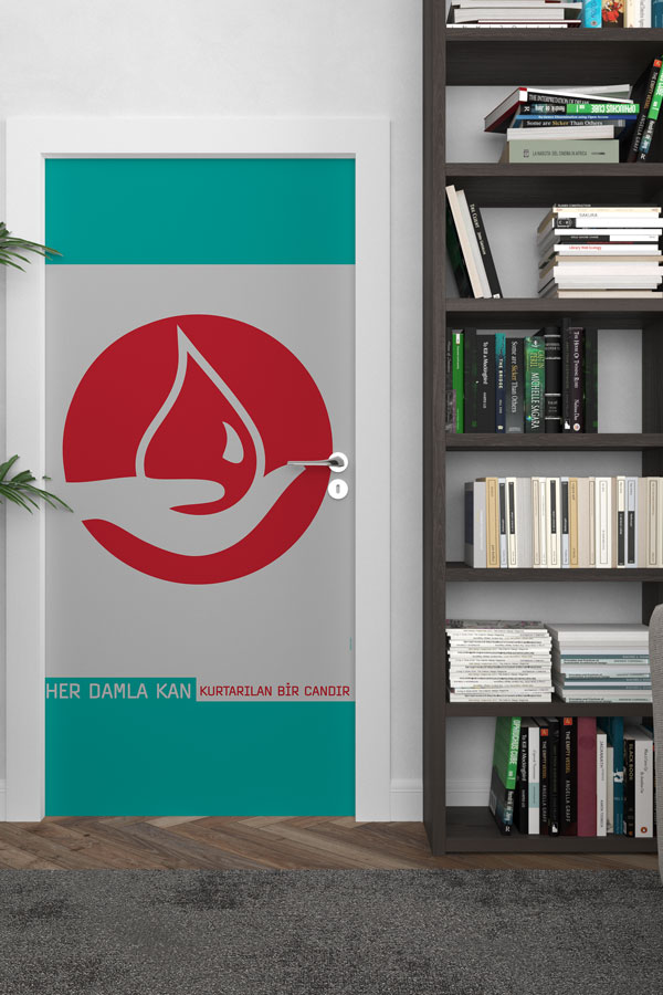 okul-sinif-kapi-baskilari-9154-02 "Her Damla Kan Kurtarılan Bir Candır" Temalı Kapı Giydirme 9154