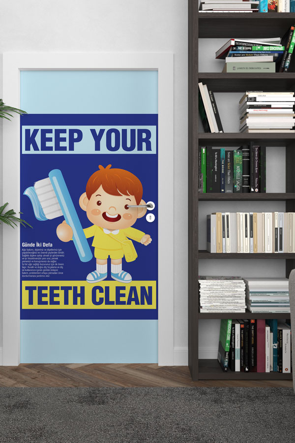 Okul Diş Sağlığı Kapı Giydirme | "Keep Your Teeth Clean" 9171