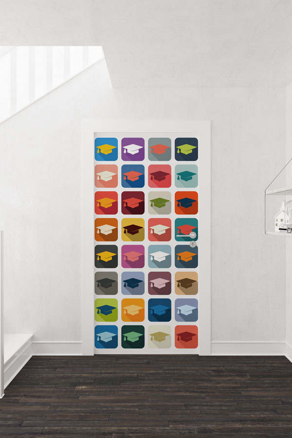 "Mezuniyet Şapkaları Desenli" Kapı Giydirme 9188