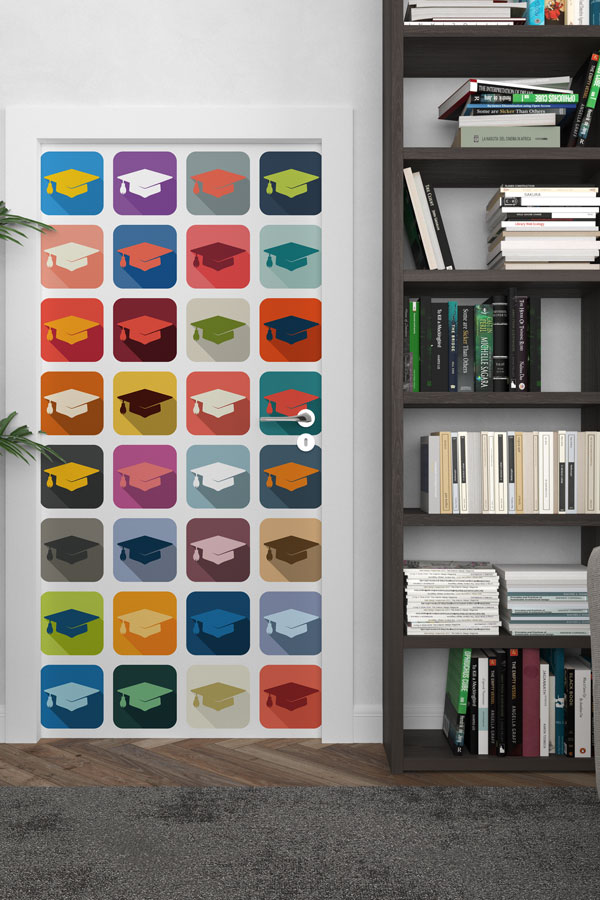 "Mezuniyet Şapkaları Desenli" Kapı Giydirme 9188