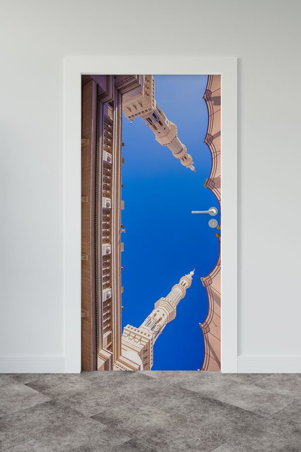 Medine Minare Detaylı Gökyüzü Manzaralı Kapı Giydirme 9561